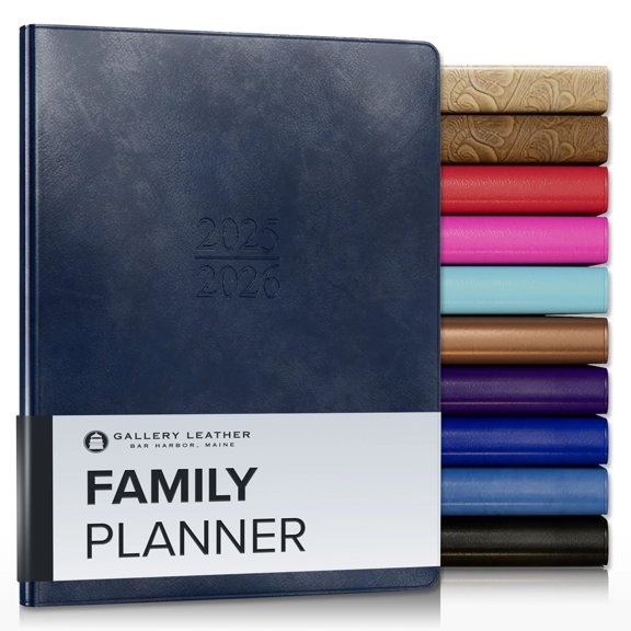 Gallery Leather Family Planner 2026 - Acadia Navy - 9x7"