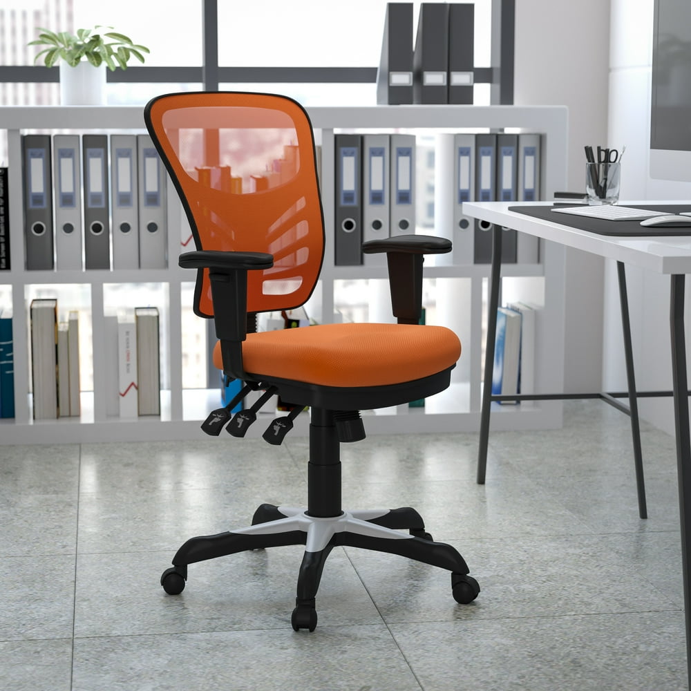 Flash Furniture Mid-Back Orange Mesh Multifunction Executive Swivel Ergonomic Office Chair with 