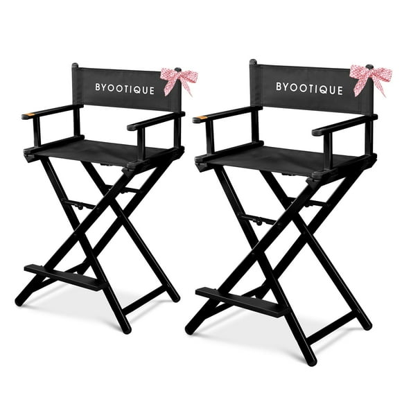 Byootique Chaise de Réalisateur Haute de 28 Pouces Pliable pour Artiste, Salon de Maquillage, Lot de 2