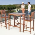 Costway 3PCS High Top Outdoor Furniture Set, Acacia Wood Bar Height