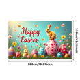 thumbnail image 1 of Adorable Bunny Chick Easter Banner with Flowers Eggs Background Party Decorations Photo Props Easter Celebration Spring Festival Home Decor, 1 of 3