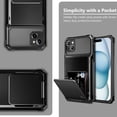 thumbnail image 6 of Case Compatible with iPhone 15 with Card Holder 4-Card Dual Layer Heavy Duty Shockproof Wallet Case Hidden Flip Card Slot Protective Hard Shell Back Cover Case for iPhone 15, 6.1 Inch Black, 6 of 7