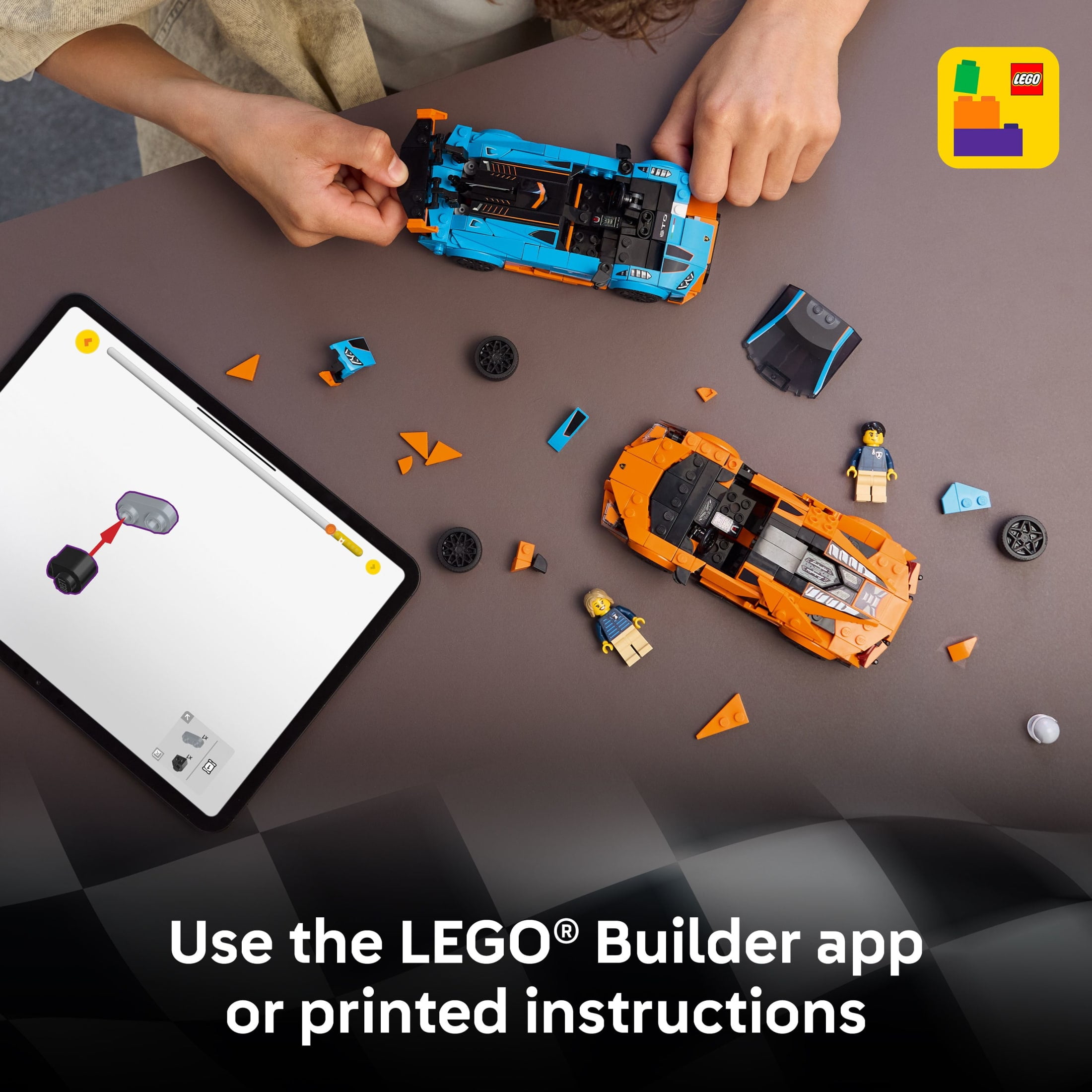 LEGO Speed Champions Lamborghini Revuelto & Huracán STO Car Toys - Building Toy for Pretend Play for Boys & Girls, Ages 10+ - Gift for Birthdays - Model Car Kit Display - 77238