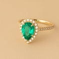 thumbnail image 3 of PEORA 2.75 Carats Created Colombian Emerald Lab Grown Diamond Ring in 14K White Gold, Pear Shape, Size 6, 3 of 5