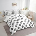 thumbnail image 3 of Manfei Circle Ciecular Pattern 7-Piece Twin Bedding Sets,Ink Polka Dot Bedding Comforter Set,White Gray Sheet Sets For Teens,Ultra Soft Home Decor Reversible, 3 of 8