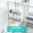 thumbnail image 2 of Aitatty Over The Door Shower Caddy: Hanging Stainless Steel Bathroom Organizer, No Drilling Shower Shelves with 2 Soap Holder, 1 Brush Holder, 4 Hooks - Black, 2 of 6