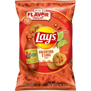 Lay's Potato Chips Valentina & Lime Flavored Snack Chips, 7.75 Ounce Bag