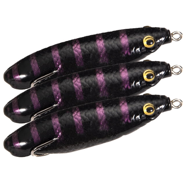Señuelos de pesca en forma de gusano - 3 unidades en color negro con rayas moradas, material de caucho de silicona resistente