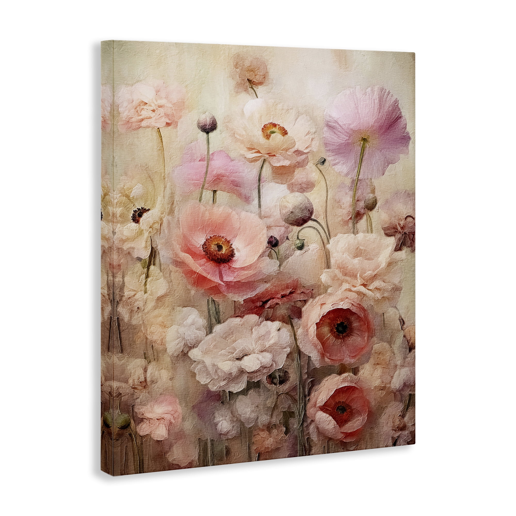Stupell Industries Pink Flower Garden Botanical & Floral Painting Gallery Wrapped Canvas Art Print Wall Art, 16 x 20