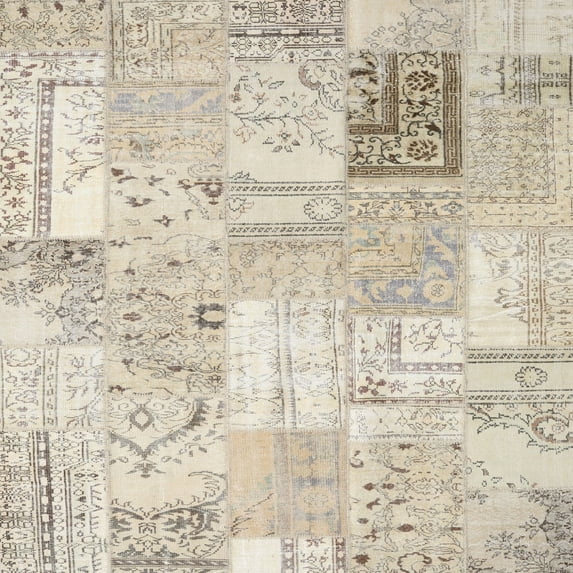 Ahgly Company Indoor Square Contemporary Light French Beige Brown Area Rugs, 3' Square