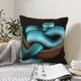 thumbnail image 4 of KLL Blue Viper Snake Decorative Throw Pillow Covers Velvet Soft for Couch Sofa Bedroom Living Room Outdoor (No pillow core)- 20"x20", 4 of 5