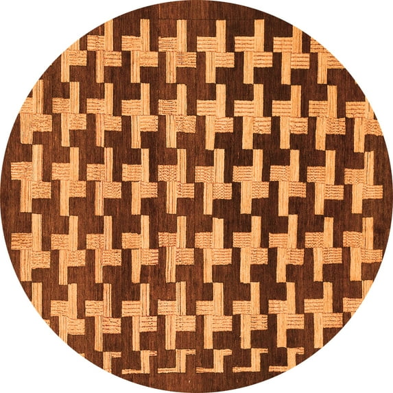 Ahgly Company Indoor Round Abstract Orange Modern Area Rugs, 6' Round