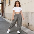 thumbnail image 5 of ZHOGXU Versatile Summer Solid Color Elastic Waist Straight Leg Beach Kids Girls Pants Back To School Wear, 5 of 7
