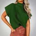 thumbnail image 2 of Women's Mock Neck Knit Summer Tops Loose Fit Trendy Dolman Short Sleeve Cropped Sweater Shirts Blouse with Pocket, 2 of 6