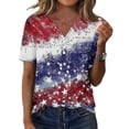 thumbnail image 3 of 250th America Anniversary Shirt Women Short Sleeve V Neck Button Down USA Flag Freedom Tops, 3 of 7