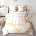 thumbnail image 1 of YST 7-Piece Pink Marbling Comforter Set, Queen Size, Girly Geometric, Watercolor Swirl, Abstract Stone Pattern, 1 of 4