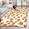 thumbnail image 2 of Fall 3'x5' Washable Rug, Thanksgiving Watercolor Orange Green Maple Leaf Non-Slip Area Rugs for Entryway Kitchen Classroom, Dorm Throw Carpet, Low Pile Soft Indoor Floor Mat, 2 of 9