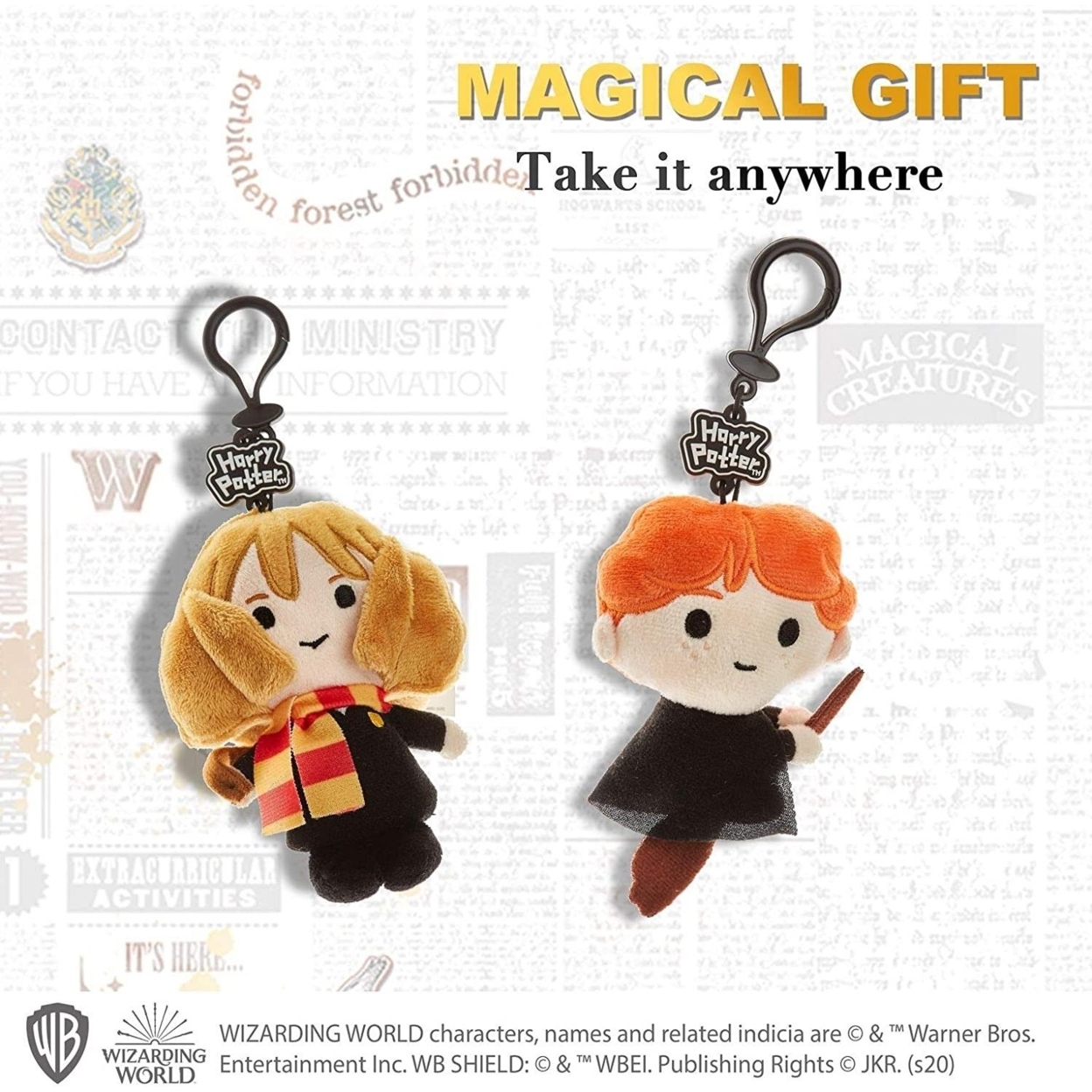 Harry Potter Plush Keychain 3pk Hermione Weasley Dobby Ornament