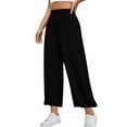 thumbnail image 2 of Dasayo Elastic Waist Pants for Women Wide-Leg Palazzo Loose Slacks Summer Solid Stretchy Trousers Sweatpants Women L, 2 of 7