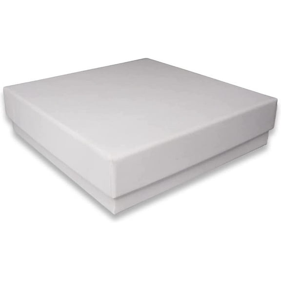 12 Qty - Matte White-Kraft Cotton Filled Gift Boxes - Size 3 1/2" x 3 1/2" x 7/8" - USA Made - Stampable -Holidays/Birthdays/Sales/Storage/Display/Travel - N'icePackaging