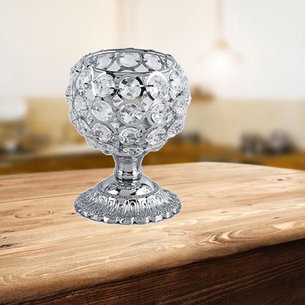 candeliere de cristal con luz de té, candeliere con soporte decorativo para decoración, favores de de Navidad, centro de de adorno Plata 8x8x10cm BLESIY candelero de cristal