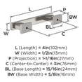 thumbnail image 4 of Amerock Triomphe 3 inch (76mm) Center-to-Center Satin Nickel Cabinet Pull - 10 Pack, 4 of 5