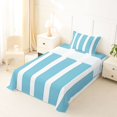 thumbnail image 3 of Castle Fairy Bohemian Thin Vertical Stripe Twin Sheets 3pcs,Boho Wide Band Bedding,Cyan White,1 Flat Sheet, 1 Fitted Sheet and 1 Pillowcase, 3 of 7