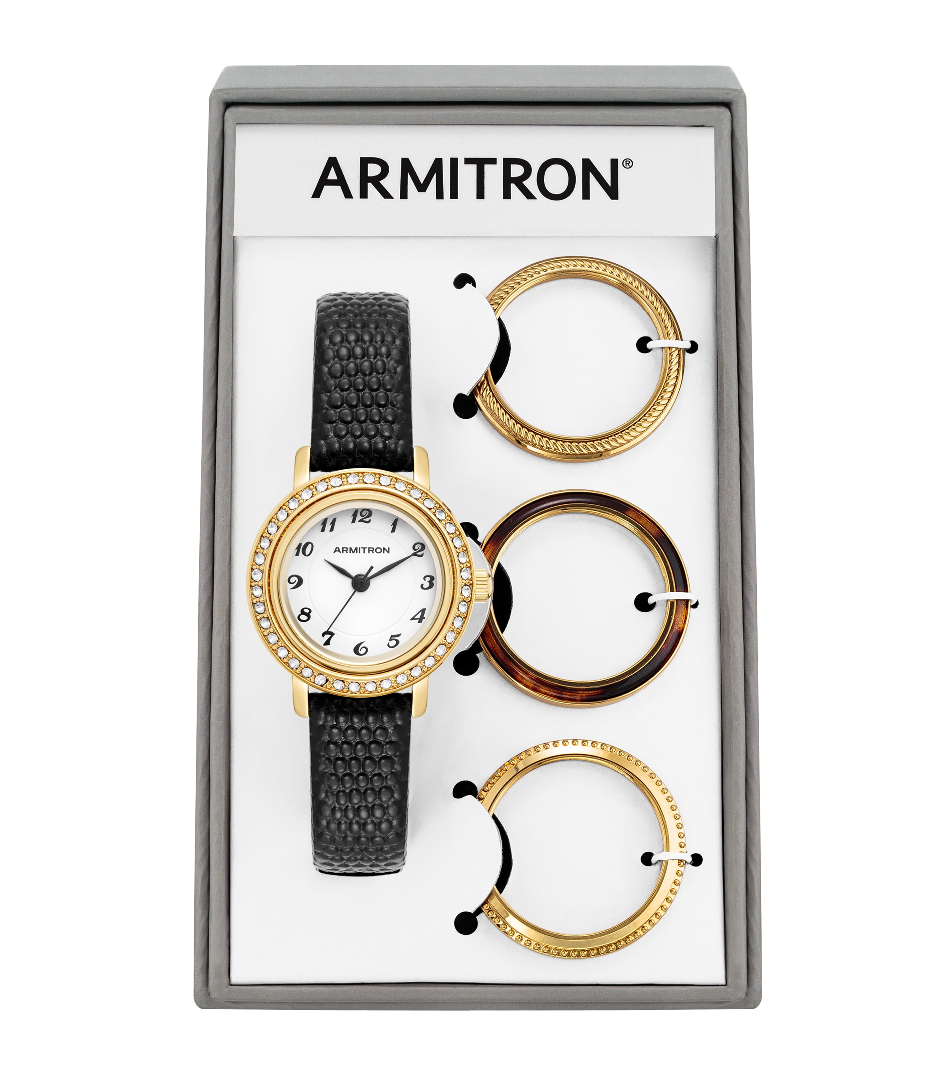 Armitron Adult Women's Analog Leather Black 32mm Wristwatch