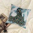 thumbnail image 2 of The HomeCentric Cushion Covers, Teal Pack of 2, 16"x16" (40x40 cm) Throw Pillow Covers, Cotton Peacock Throw Pillows For Couch, Birds Pattern Contemporary Style Easter - Art Nouveau Peacock, 2 of 13