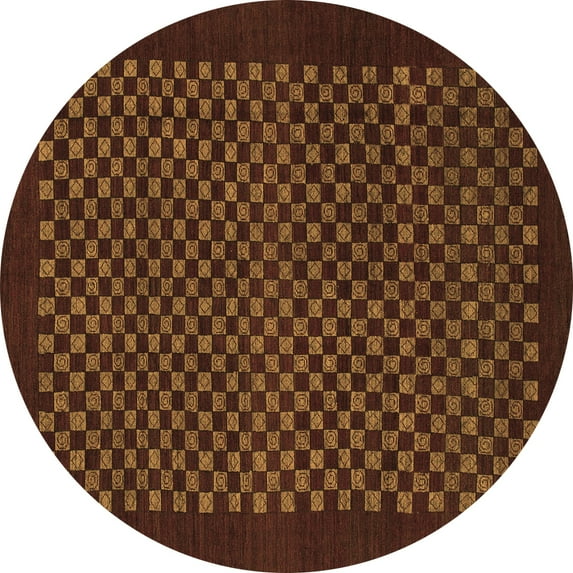 Ahgly Company Indoor Round Checkered Brown Modern Area Rugs, 5' Round