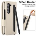 thumbnail image 4 of Crossbody Strap + Wristband Phone Case for Samsung Galaxy Z Fold 4 Wallet Cover with S Pen Holder, PU Leather Flip Card Holder Stand Cell Accessories for Women Girls RFID Blocking - Beige, 4 of 8