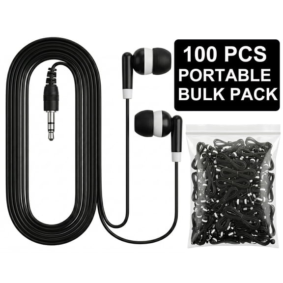 wired earbuds for school, 100 Pack bulk disposable headphones for classroom tideseer