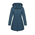 thumbnail image 4 of WMTBSRSW Women Winter Warm Coat Reversible Long Hooded Quilted Jackets Casual Long Sleeve Puffer Jackets Fashion Outwear in Clod Weather Navy Medium, 4 of 9