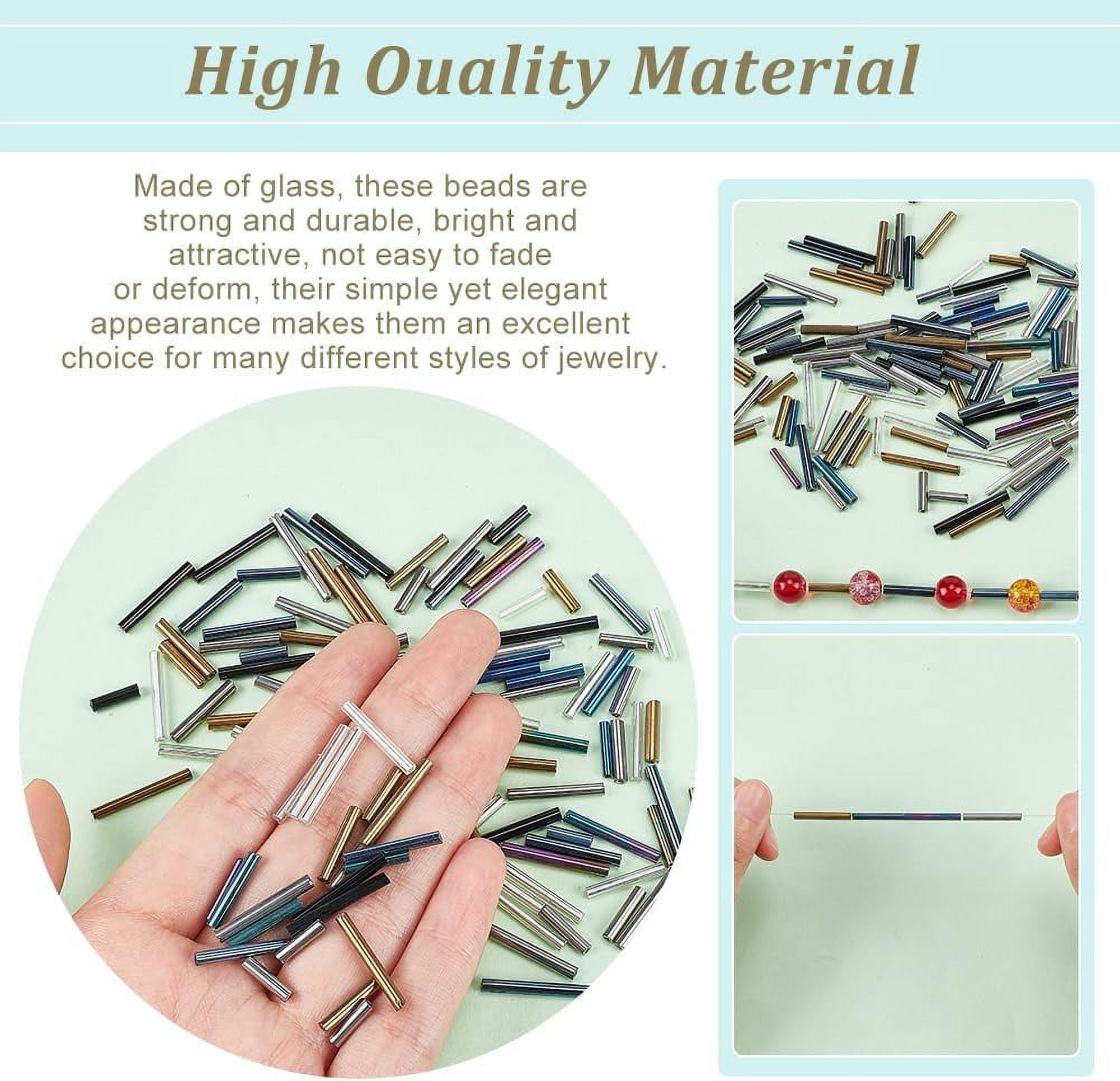 2165pcs 24 Styles Glass Bugle Beads Metallic Long Seed Beads 9/12/15/18/20x2.5mm Tube Beads Craft Beads Loose Spacer Bead for Earrings Bracelets Necklaces Waist Chain Jewelry Making DIY