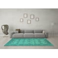 thumbnail image 3 of Ahgly Company Machine Washable Indoor Rectangle Oriental Turquoise Blue Traditional Area Rugs, 7' x 9', 3 of 4