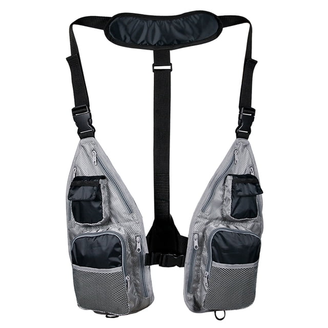 Btafrte Chaleco Pesca Transpirable Chaleco Tela Oxford 600D para (gris Negro)