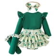 thumbnail image 5 of mgoYE Baby Girl Clothes 3 Months My First St Patricks Day Baby Girl Outfit Clover Romper Plaid Shorts Skirt Newborn Girls Shamrock Clothes 4PCS Set(Green,0-3 Months), 5 of 9