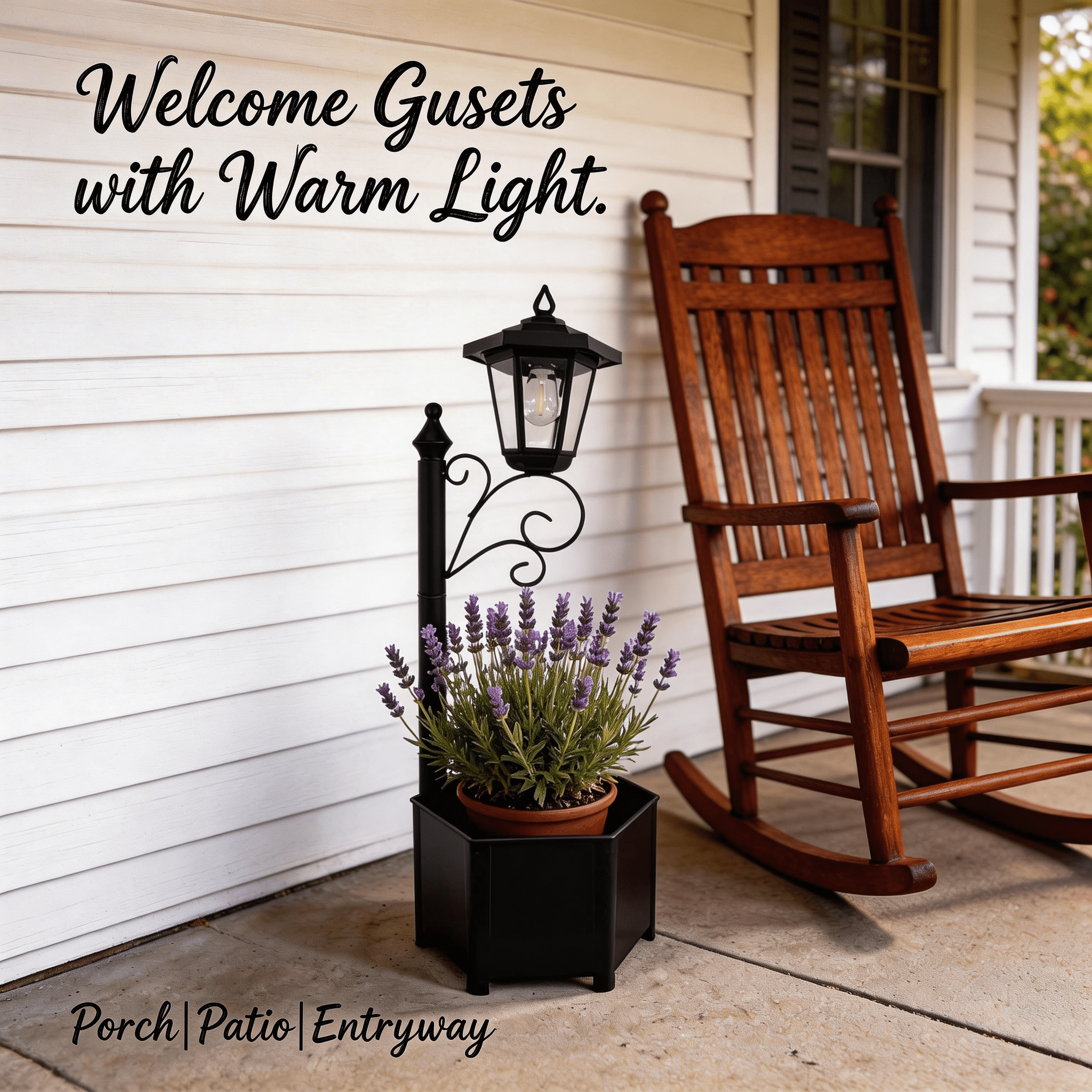 DJGIFI 73cm Solar Pathway Light with Planter,  Auto On/Off Outdoor Garden Light, LED Bulb for Patio