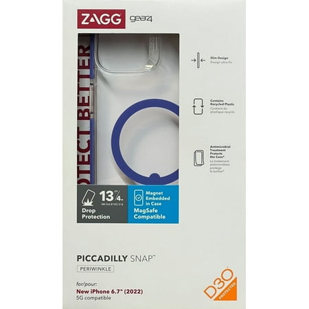 ZAGG l Gear4 Piccadilly Snap MagSafe Case for iPhone 14 Plus - Periwinkle / Clear