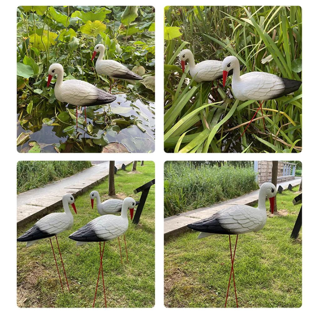 White Stork Garden Sculpture, PE Outdoor Decoration Bird Figurine with Stable Stand, Realistic 3D Design for Lawn, Garden & Pond, Weather-Resistant Ornament