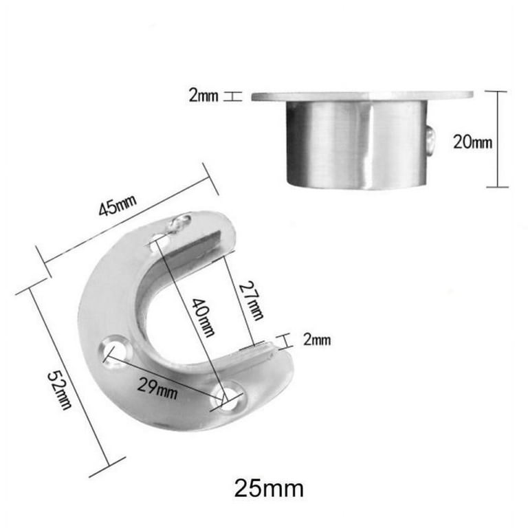 FANJIE 2pcs Closet Rod Wardrobe Pipe Hanging Rail Rod End Support
