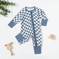 thumbnail image 3 of Baby Romper Bamboo Fiber Baby Boy Clothes Newborn Zipper Jumpsuit Checker Long-Sleeve Baby Clothing 0-18M, 3 of 9