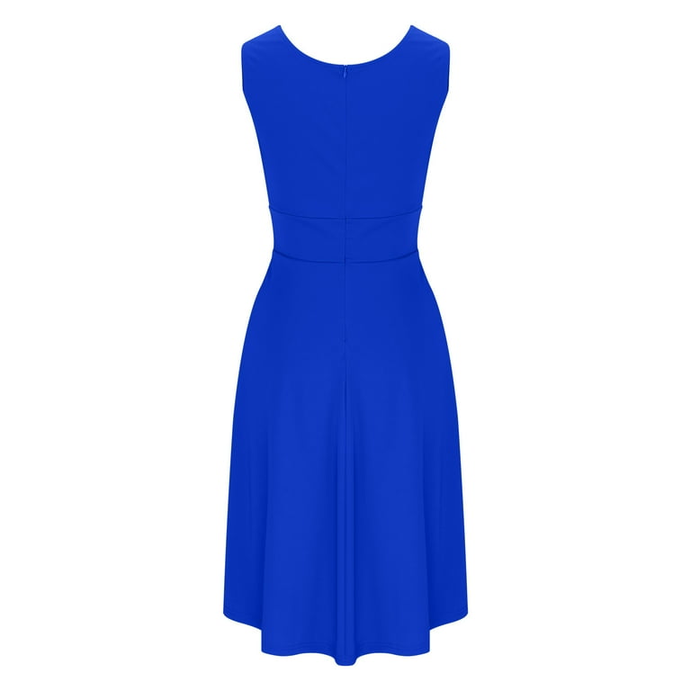 Homecoming Dresses for Teens Summer Casual Elegant Solid Pleated Dress  V-Neck Sleeveless Dress - Walmart.com