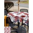 thumbnail image 5 of Outdoor Tablecloth with Umbrella Hole for Patio/Picnic/Party/Camping, Red Floral Waterproof Table Cloth Square Cover Washable, Vintage Cornflower Leaves Rustic Plants (54"x 54"), 5 of 8