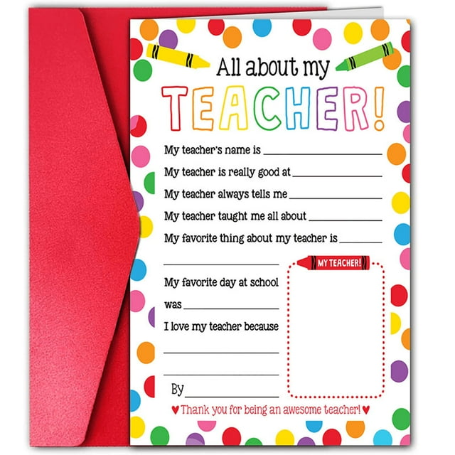 Thank You Teacher Card Appreciation From Students End of Term Greeting Card Inspirational Growth Message for