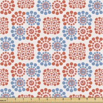 Boho Fabric by the Yard, Abstract Bicolour Style Motif Repetitive Rounds Illustration, Decorative Upholstery Fabric for Sofas and Home Accents, Slate Blue Burnt Sienna by Ambesonne
