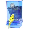 Parrot Automatic Feeder No Mess Bird Feeder Food Container Feeding Station Foraging Cage Accessories Acrylic Suitable for Parrot Cockatoo Canary Love Bird (Blue) Blue -