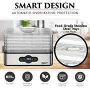 Magic Mill Compact Dehydrator Machine with 5 Stainless Steel Trays, Digital Timer, Adjustable Temperature Food Dehydrator for Home Use