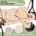 thumbnail image 4 of 3-Seat Patio Porch Swing with Adjustable Hardtop,3 in 1 Convertible Outdoor Porch Swing for Adults,Patio Swing with Thicken Cushion,Pillows & Cup Holders for Porch,Backyard,Garden (Khaki), 4 of 8