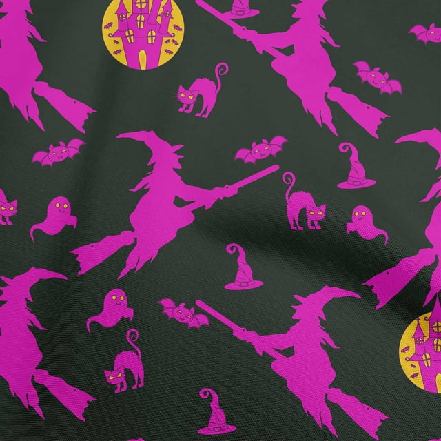 oneOone Polyester Spandex Fuschia Pink Fabric Halloween Sewing Craft Projects Fabric Prints By Yard 56 Inch Wide